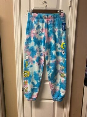 Youth Tie-Dye Blue & Pink Kids Sweatpants with Character Graphics